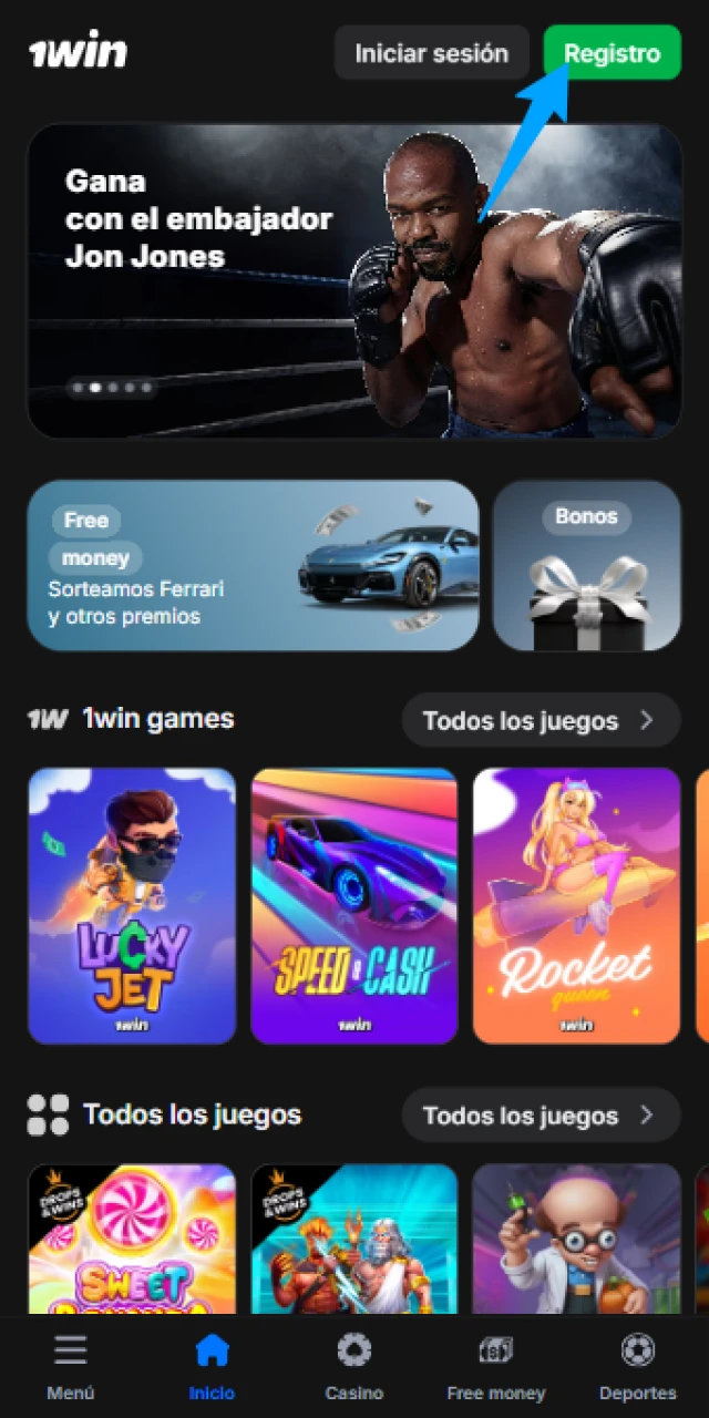 Regístrate en 1win para comenzar tu aventura en Mines online.