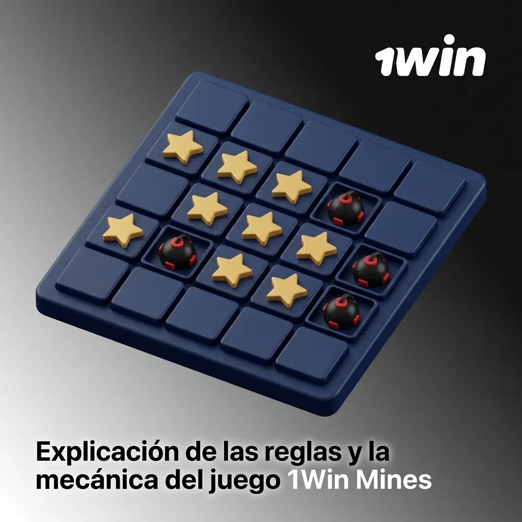 Cuadrícula 5x5 del juego 1Win Mines con celdas seguras y minas ocultas para ganar multiplicadores