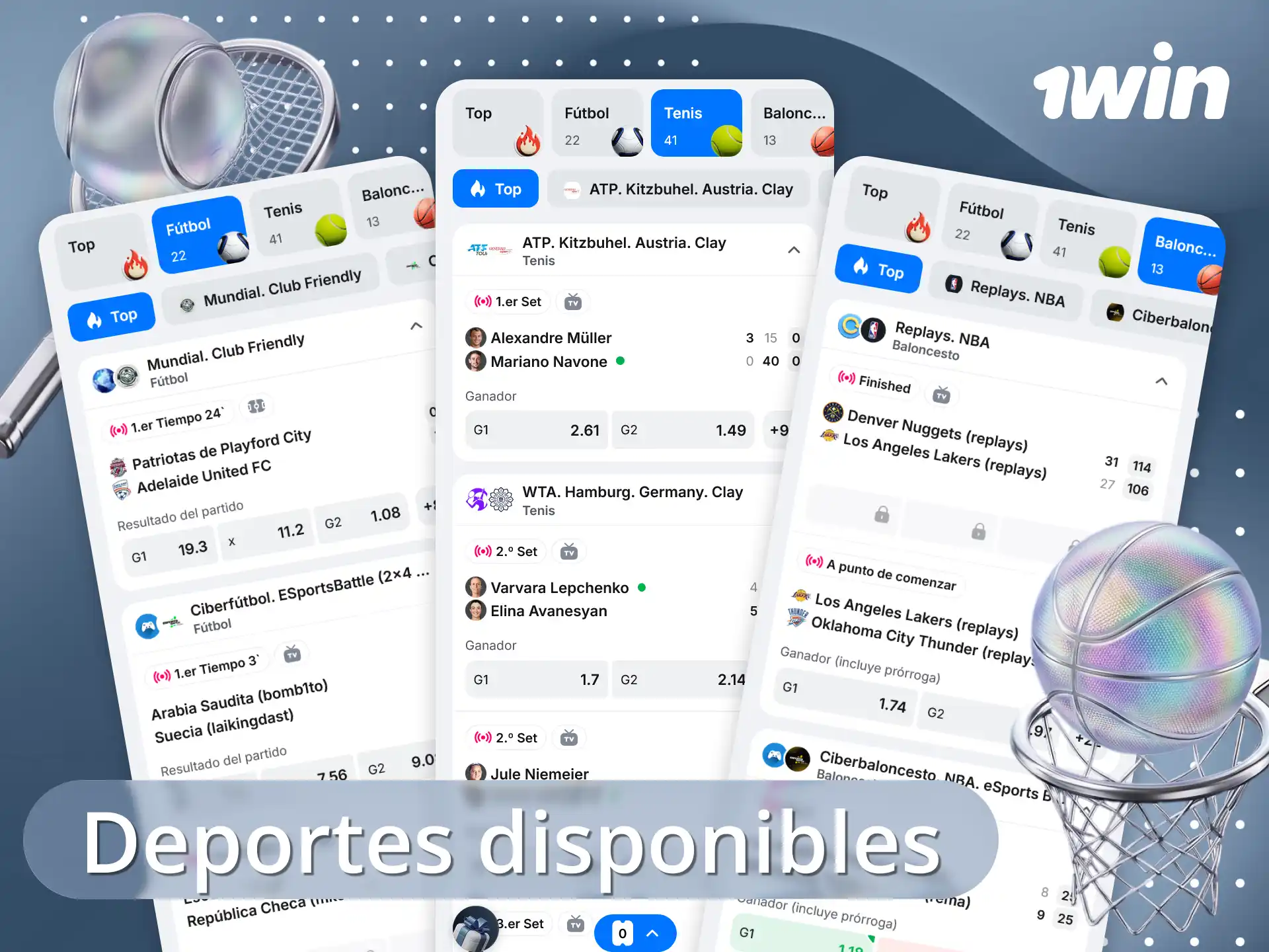 Apuesta a tus deportes preferidos desde la app móvil de 1win.