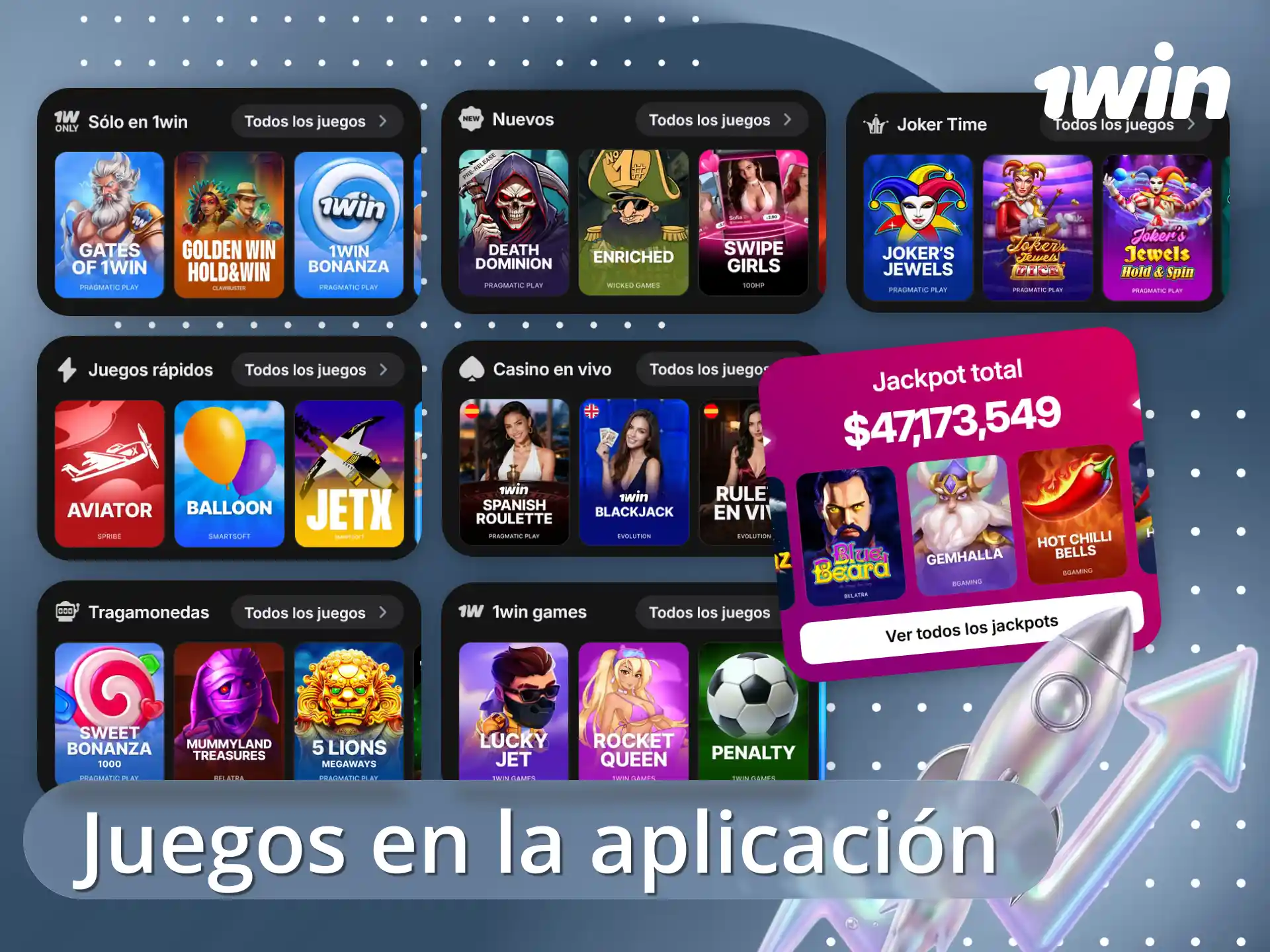 Diviértete con los mejores juegos de casino en la app 1win.