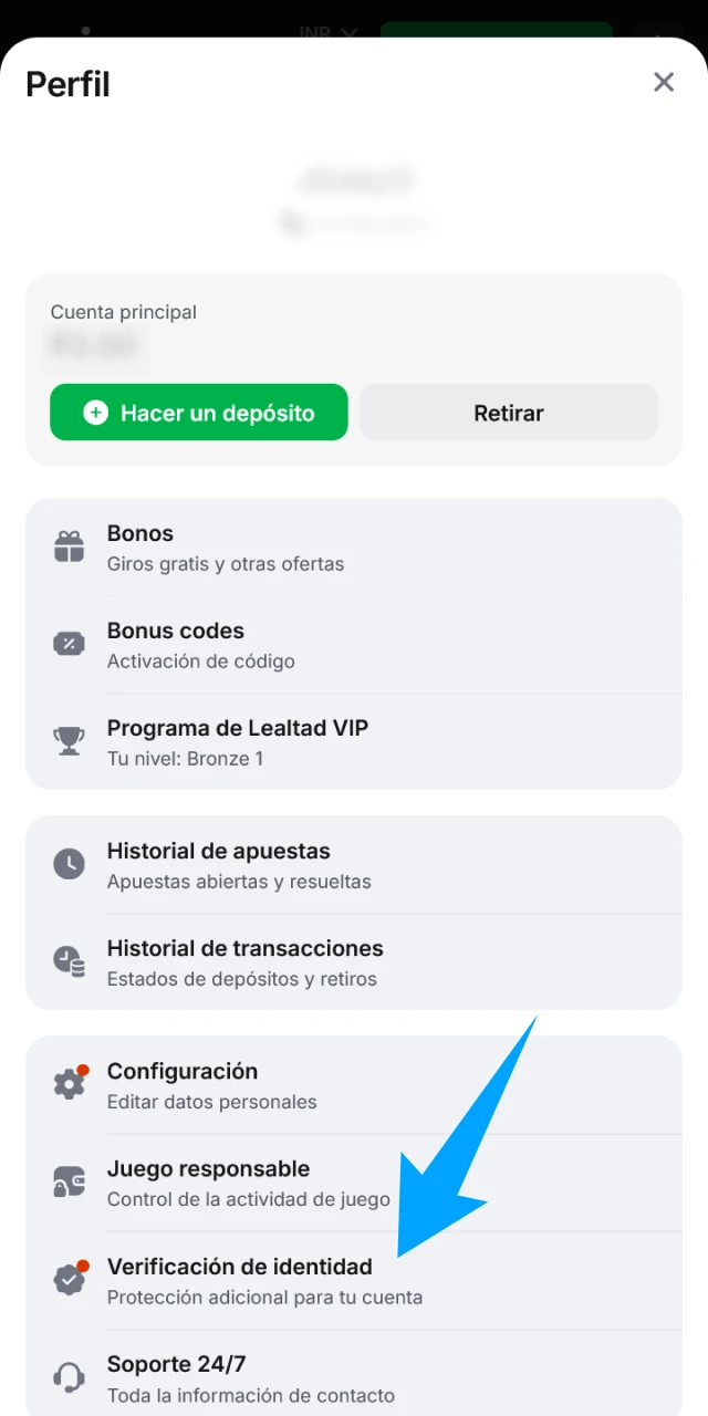 Verifica tu cuenta para habilitar cada retiro en 1win.