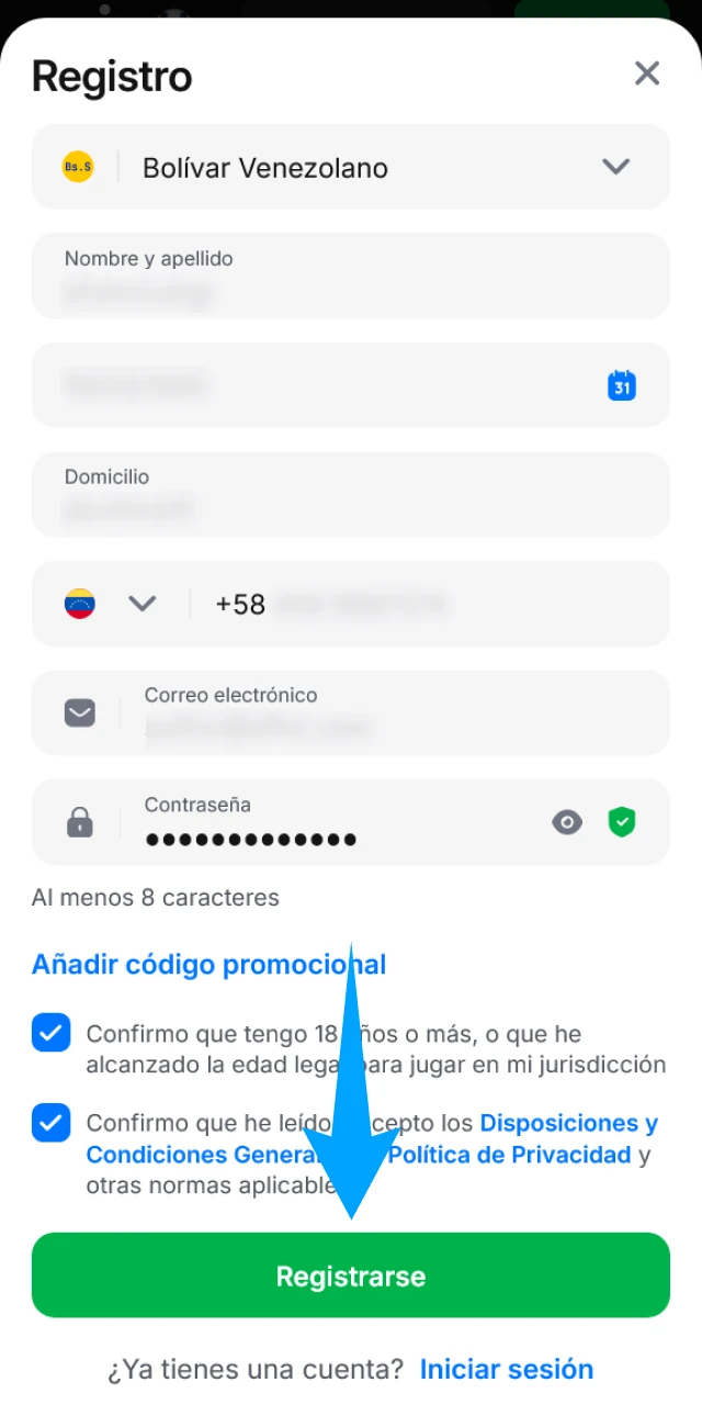 Confirma el registro en 1win para activar tu cuenta de usuario.