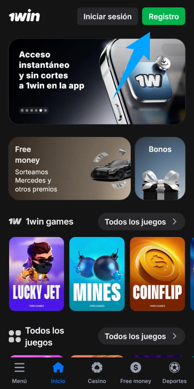 Inicia tu registro en 1win completando la creación de tu perfil.