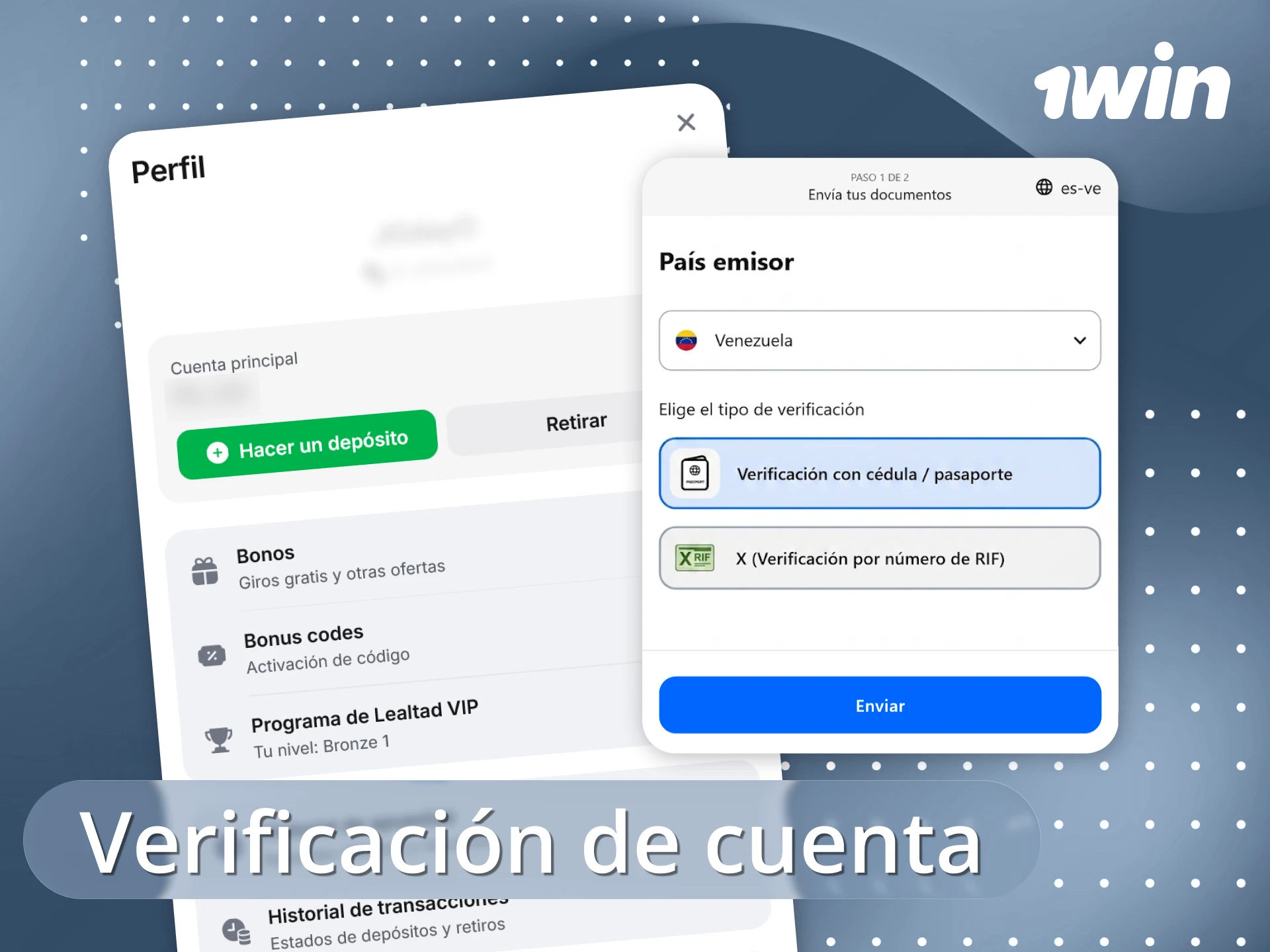 Verifica tu cuenta en 1win para retirar tus ganancias con total seguridad.